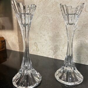 Leaded glass candlesticks